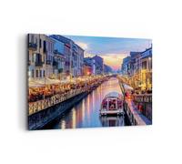 Impression sur Toile 120x80cm Tableaux Image Photo Canal Grande Soir Decoration