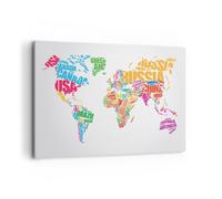 Impression sur Toile 120x80cm Tableaux Image Photo Carte Mots Monde Géographie