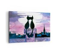 Impression sur Toile 120x80cm Tableaux Image Photo Chats toit amour animal