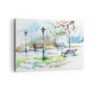 Impression sur Toile 120x80cm Tableaux Image Photo Chemin urbain parc paysage