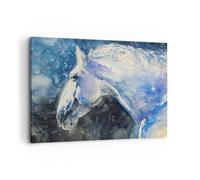 Impression sur Toile 120x80cm Tableaux Image Photo Cheval Aquarelle Portrait