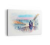 Impression sur Toile 120x80cm Tableaux Image Photo Couple Amour Ville Pont