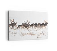Impression sur Toile 120x80cm Tableaux Image Photo Deer hiver faune paysage