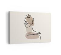 Impression sur Toile 120x80cm Tableaux Image Photo Dessin Single-Line Femme