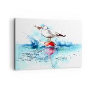 Impression sur Toile 120x80cm Tableaux Image Photo Eau poissons Mouette faim