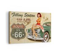 Impression sur Toile 120x80cm Tableaux Image Photo Femme voiture transport route