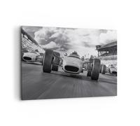Impression sur Toile 120x80cm Tableaux Image Photo Formule 1 Noir Et Blanc