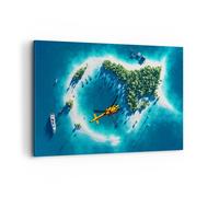 Impression sur Toile 120x80cm Tableaux Image Photo Hélicoptère océan île paradis