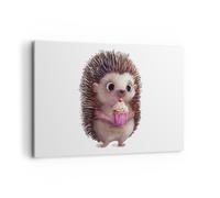 Impression sur Toile 120x80cm Tableaux Image Photo Hérisson Cupcake Pour Enfants