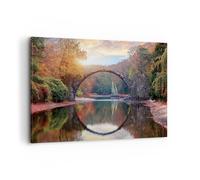 Impression sur Toile 120x80cm Tableaux Image Photo Jardin Rhododendrons Pont