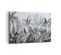 Impression sur Toile 120x80cm Tableaux Image Photo Jungle Animaux Toucans