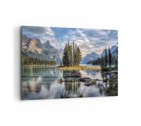 Deco Cadre Décoration Salon Lac Paysage Nature Moderne Impression sur Toile 120x80cm Image Tableau Decoration Murale Chambre Cuisine Horizontal Art Wall Grand Tableaux Decoratifs Muraux AA120x80-4133