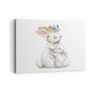 Impression sur Toile 120x80cm Tableaux Image Photo Lapin Lièvre Enfants