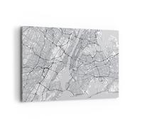 Impression sur Toile 120x80cm Tableaux Image Photo New York Carte Art Decoration