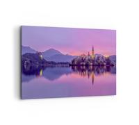 Impression sur Toile 120x80cm Tableaux Image Photo Paysage Montagne Lac église