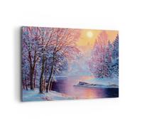 Impression sur Toile 120x80cm Tableaux Image Photo Pétrole Hiver Rivière