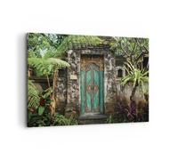 Impression sur Toile 120x80cm Tableaux Image Photo Portail Porte Vert Decoration