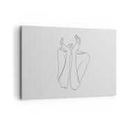 Impression sur Toile 120x80cm Tableaux Image Photo Rêverie Femme Esquisse