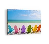 Impression sur Toile 120x80cm Tableaux Image Photo Sunbed rivage Floride Été