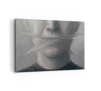 Impression sur Toile 120x80cm Tableaux Image Photo Symbole Bouche Discours