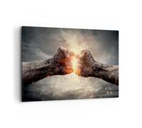 Impression sur Toile 120x80cm Tableaux Image Photo Symbole poing combat