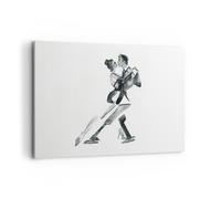 Impression sur Toile 120x80cm Tableaux Image Photo Tango Dessin Noir Et Blanc