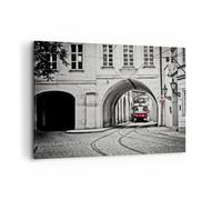 Impression sur Toile 120x80cm Tableaux Image Photo Tchèque Tramway Prague