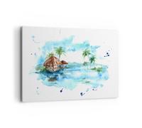 Impression sur Toile 120x80cm Tableaux Image Photo Tropiques eau bungalow rivage