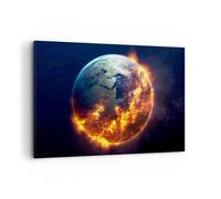 Impression sur Toile 120x80cm Tableaux Image Photo Univers Terre Feu globe