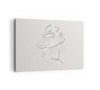 Impression sur Toile 120x80cm Tableaux Image Photo Visage Ligne Esquisse