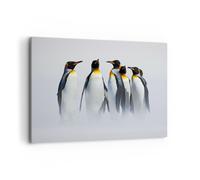 Impression sur Toile 120x80cm Tableaux Image Pingouins Hiver Neige Promenade