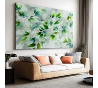 Impression sur Toile 120x90cm, Image sur Toile Affiche Aquarelle Plantes Feuilles Vignes Vertes Tableau Decoration Murale Salon Chambre Coucher Salle de Bains Toiles Peinture