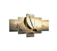 Impression sur Toile 125x70cm Tableaux bateau coucher du soleil Paysage
