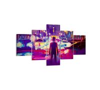 Impression sur Toile 125x70cm Tableaux futuriste graphiques ville éclairage