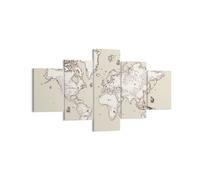 Impression sur Toile 125x70cm Tableaux Image Carte Monde classique continents