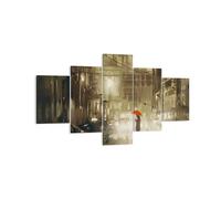 Impression sur Toile 125x70cm Tableaux Image illustration désastre Rue Pluie