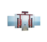 Impression sur Toile 125x70cm Tableaux Image Itsukushima-Jinja Temple Parapluie