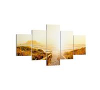 Impression sur Toile 125x70cm Tableaux Image le lever du soleil vague île océan
