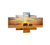 Impression sur Toile 125x70cm Tableaux Image Les éléphants Safari jungle buisson