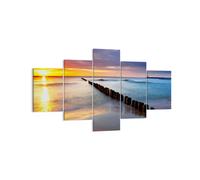 Impression sur Toile 125x70cm Tableaux Image Mer côte plage lever de soleil