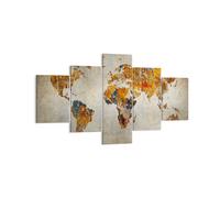 Impression sur Toile 125x70cm Tableaux Image Monde Carte Continents Géographie