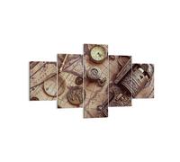 Impression sur Toile 125x70cm Tableaux Image Photo Cartographie Vintage Boussole