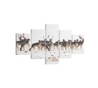 Impression sur Toile 125x70cm Tableaux Image Photo Deer hiver faune paysage