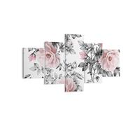 Impression sur Toile 125x70cm Tableaux Image Photo Fleurs feuilles plantes rose