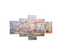 Impression sur Toile 125x70cm Tableaux Image Photo Île Bateaux Port Decoration
