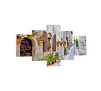 Impression sur Toile 125x70cm Tableaux Image Photo Italie rue fleurs histoire