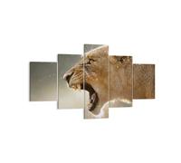 Impression sur Toile 125x70cm Tableaux Image Photo Lion Lionne Crocs Decoration