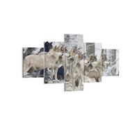 Impression sur Toile 125x70cm Tableaux Image Photo Meute Loups Hiver Decoration
