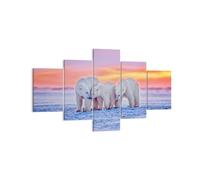 Impression sur Toile 125x70cm Tableaux Image Photo Ours Hiver Neige famille