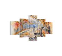 Impression sur Toile 125x70cm Tableaux Image Photo Sentier banc automne femme